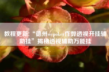 教程更新!“德州wepoker作弊透视开挂辅助挂	”揭秘透视辅助万能挂