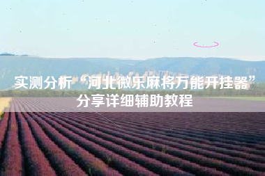 实测分析“河北微乐麻将万能开挂器	”分享详细辅助教程