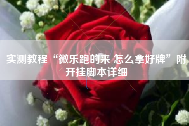 实测教程“微乐跑的来 怎么拿好牌	”附开挂脚本详细