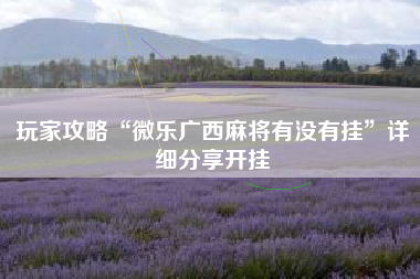 玩家攻略“微乐广西麻将有没有挂	”详细分享开挂