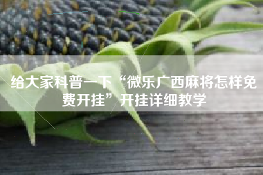 给大家科普一下“微乐广西麻将怎样免费开挂”开挂详细教学