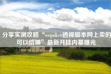 分享实测攻略“wepoker透视脚本网上卖的可以信嘛”最新开挂内幕曝光