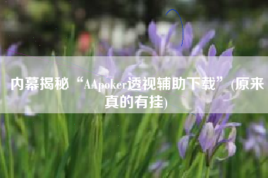 内幕揭秘“AApoker透视辅助下载”(原来真的有挂)