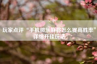 玩家点评“手机微乐麻将怎么提高胜率	”详细开挂玩法