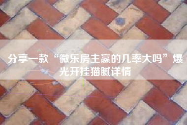 分享一款“微乐房主赢的几率大吗”爆光开挂猫腻详情