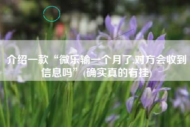 介绍一款“微乐输一个月了,对方会收到信息吗”(确实真的有挂)