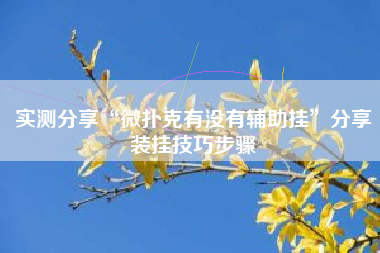实测分享“微扑克有没有辅助挂	”分享装挂技巧步骤