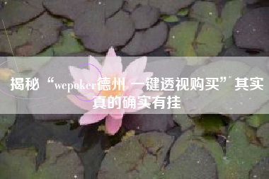 揭秘“wepoker德州 一键透视购买”其实真的确实有挂