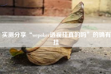 实测分享“wepoker透视挂真的吗”的确有挂