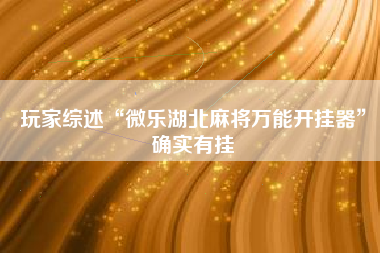 玩家综述“微乐湖北麻将万能开挂器	”确实有挂