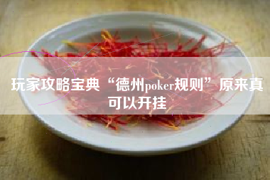玩家攻略宝典“德州poker规则”原来真可以开挂