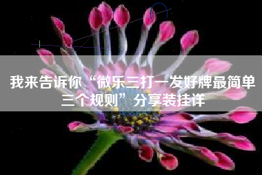 我来告诉你“微乐三打一发好牌最简单三个规则	”分享装挂详