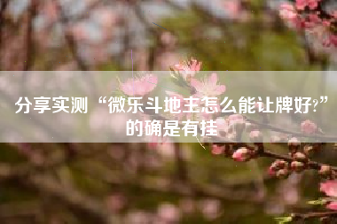 分享实测“微乐斗地主怎么能让牌好?	”的确是有挂