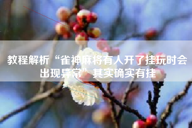 教程解析“雀神麻将有人开了挂玩时会出现异常”其实确实有挂