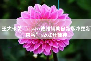 重大来袭“aapoker德州辅助最新版本更新内容”(必胜开挂神