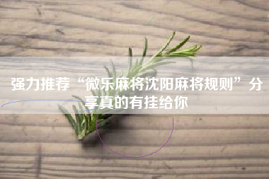 强力推荐“微乐麻将沈阳麻将规则”分享真的有挂给你