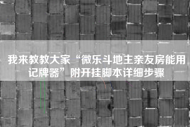 我来教教大家“微乐斗地主亲友房能用记牌器	”附开挂脚本详细步骤