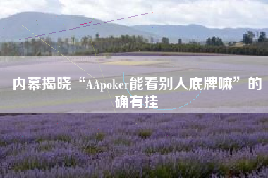 内幕揭晓“AApoker能看别人底牌嘛	”的确有挂