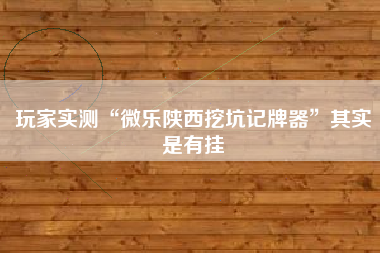 玩家实测“微乐陕西挖坑记牌器”其实是有挂