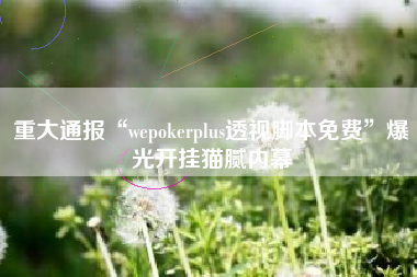 重大通报“wepokerplus透视脚本免费	”爆光开挂猫腻内幕