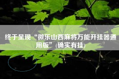 终于呈现“微乐山西麻将万能开挂器通用版”(确实有挂)
