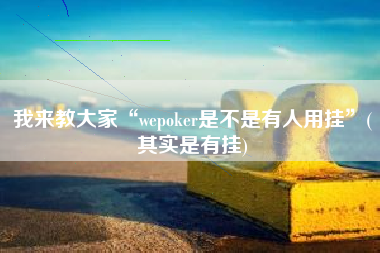 我来教大家“wepoker是不是有人用挂”(其实是有挂)