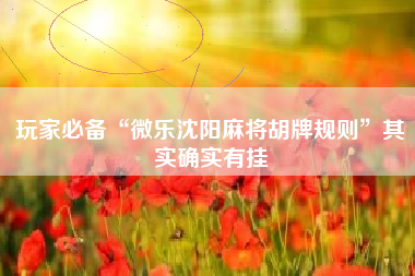 玩家必备“微乐沈阳麻将胡牌规则	”其实确实有挂