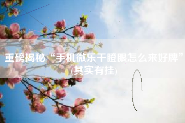 重磅揭秘“手机微乐干瞪眼怎么来好牌”(其实有挂)