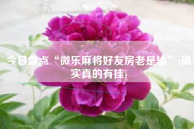 今日盘点“微乐麻将好友房老是输	”(确实真的有挂)
