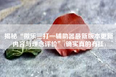 揭秘“微乐三打一辅助器最新版本更新内容与理念评价”(确实真的有挂)