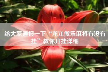 给大家通报一下“龙江微乐麻将有没有挂”教你开挂详细