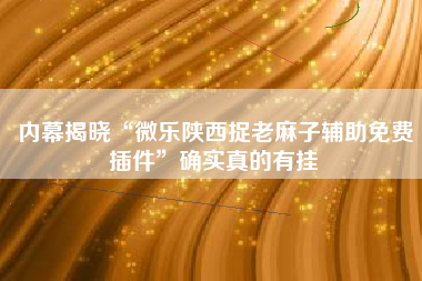 内幕揭晓“微乐陕西捉老麻子辅助免费插件”确实真的有挂