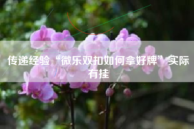 传递经验“微乐双扣如何拿好牌	”实际有挂