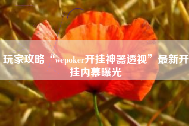 玩家攻略“wepoker开挂神器透视”最新开挂内幕曝光
