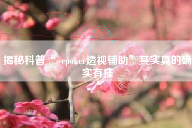 揭秘科普“wepoker透视辅助	”其实真的确实有挂