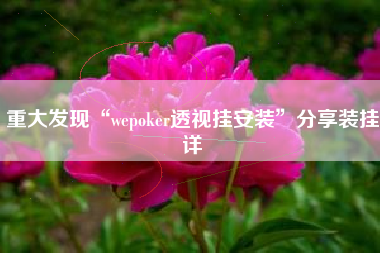 重大发现“wepoker透视挂安装”分享装挂详