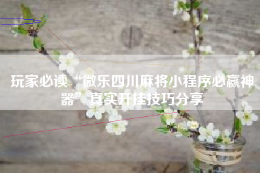 玩家必读“微乐四川麻将小程序必赢神器”真实开挂技巧分享