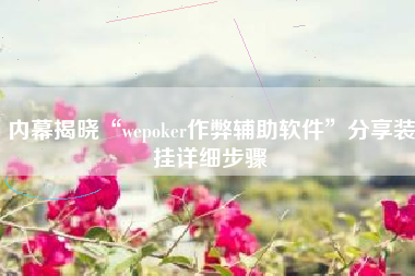 内幕揭晓“wepoker作弊辅助软件”分享装挂详细步骤