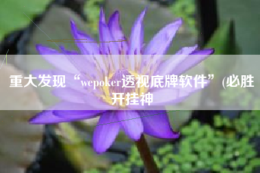 重大发现“wepoker透视底牌软件	”(必胜开挂神