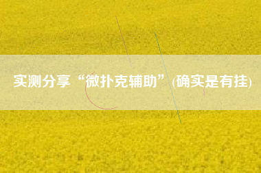 实测分享“微扑克辅助”(确实是有挂)