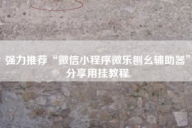 强力推荐“微信小程序微乐刨幺辅助器”分享用挂教程