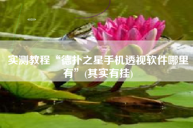 实测教程“德扑之星手机透视软件哪里有	”(其实有挂)