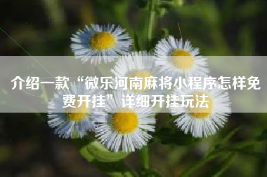 介绍一款“微乐河南麻将小程序怎样免费开挂”详细开挂玩法