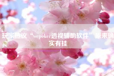 玩家热议“wepoker透视辅助软件”原来确实有挂