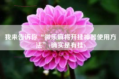 我来告诉你“微乐麻将开挂神器使用方法	”(确实是有挂)