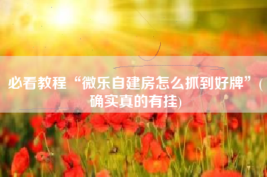 必看教程“微乐自建房怎么抓到好牌”(确实真的有挂)