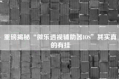 重磅揭秘“微乐透视辅助器IOS	”其实真的有挂