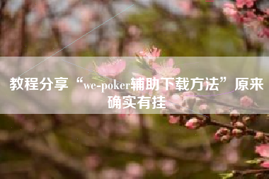教程分享“we-poker辅助下载方法	”原来确实有挂