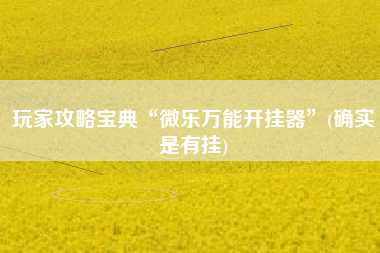 玩家攻略宝典“微乐万能开挂器”(确实是有挂)