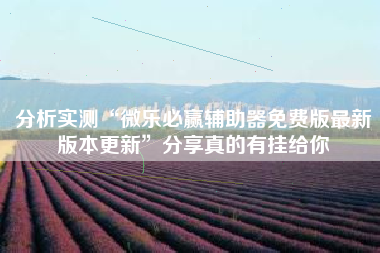 分析实测“微乐必赢辅助器免费版最新版本更新”分享真的有挂给你